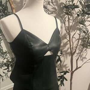 Dark Green Strappy Cutout Top